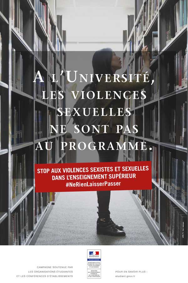 Affiche de sensibilisation pour lutter contre les violences sexistes et sexuelles à l'université